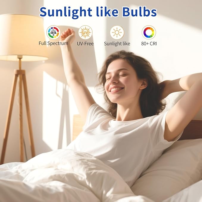 LQ BSDERA 3PK Full Spectrum Light Bulbs, 6000K Natural Light That Mimic Sunlight - Image 3