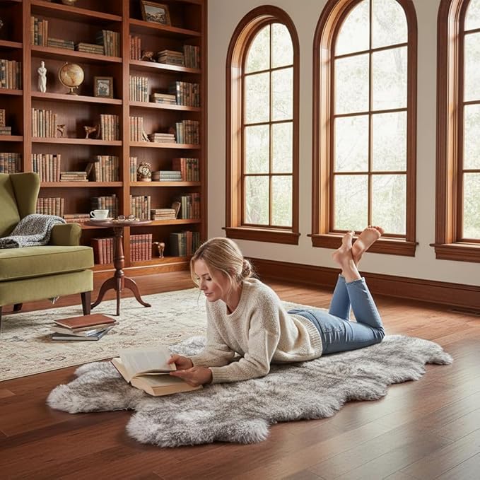 Super Area Rugs Premium Genuine Sheepskin Rug 4' x 6' Long Fur Soft & Natural - Image 3
