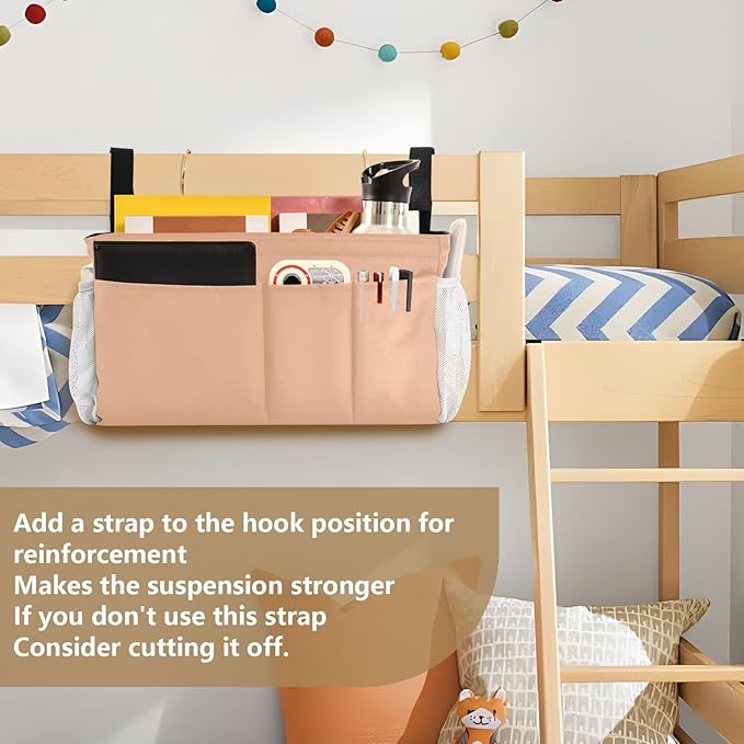 KOPIRIT Peach Orange Bedside Caddy Storage Bag Bedside Organizer - Image 6