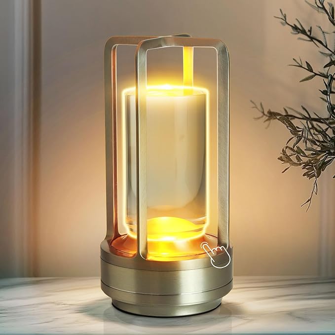 Crystal Table Lantern Light, Battery Operated Rechargeable Cordless Crystal by CZGOR