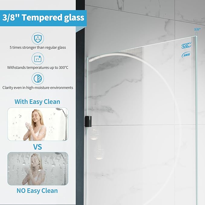 Shower Glass Panel, 28.5" W x 78.75" H Fixed Shower Screen Panel - Image 2