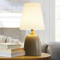 Gray Textured Ceramic Table Lamps 22.75", Modern Bedroom Table Lamp Decor by Waikmdv