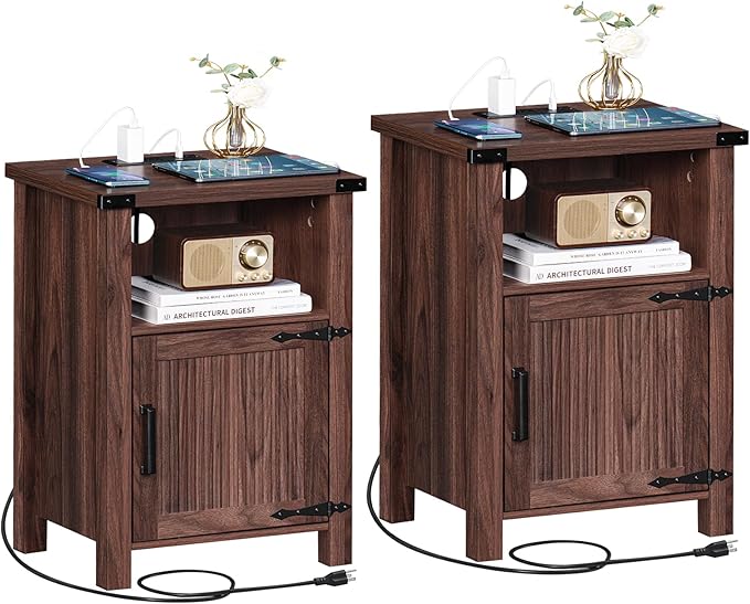Joaxswe Night Stand Set of 2, 18 Inch Farmhouse Nightstand by Joaxswe