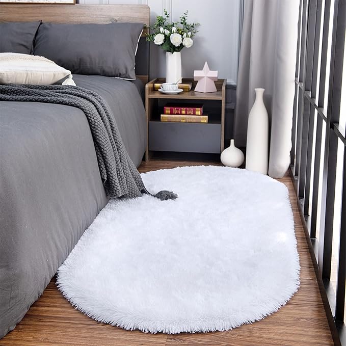 Noahas Fluffy White Rugs for Bedroom Living Room, Shag Hallway Runner Rug - Image 3