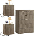 LEYAOYAO 42" Tall Fluted Dresser and 3 Drawers 23" Nightstand Set of 2 by LEYAOYAO-Findtheshiningpointofyourideallife%EF%BC%81