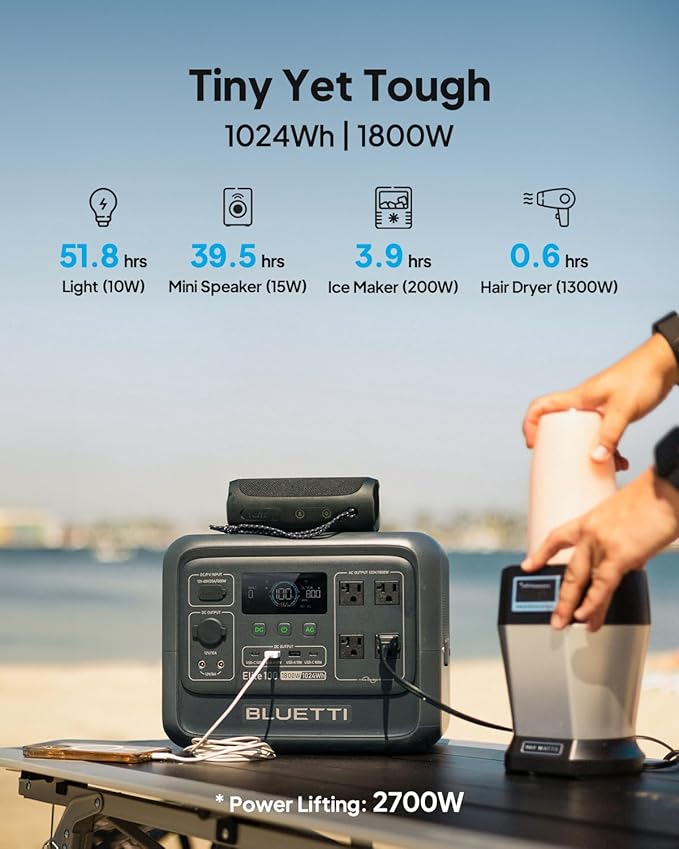 BLUETTI Elite 100 V2 Portable Power Station & Charger 1, 1024Wh LFP w/ 1800W AC - Image 2