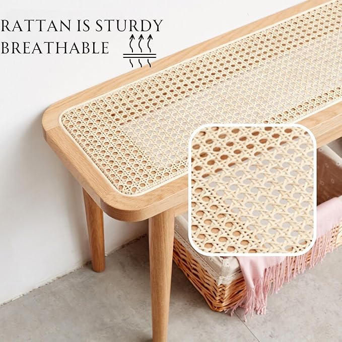 47.2'' Natural Rattan Dining Bench - Image 4