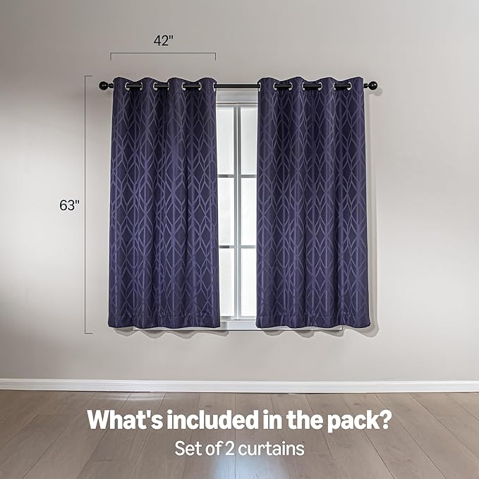 Amazon Basics Jacquard 2-Piece 100% Blackout Curtains, Living Room and Bedroom - Image 5