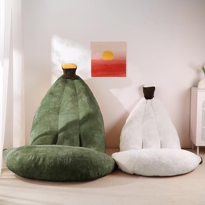Banana Bean Bag Chair with Ottoman, Floor Sofa Bed with Footrest, Comfy - Image 8