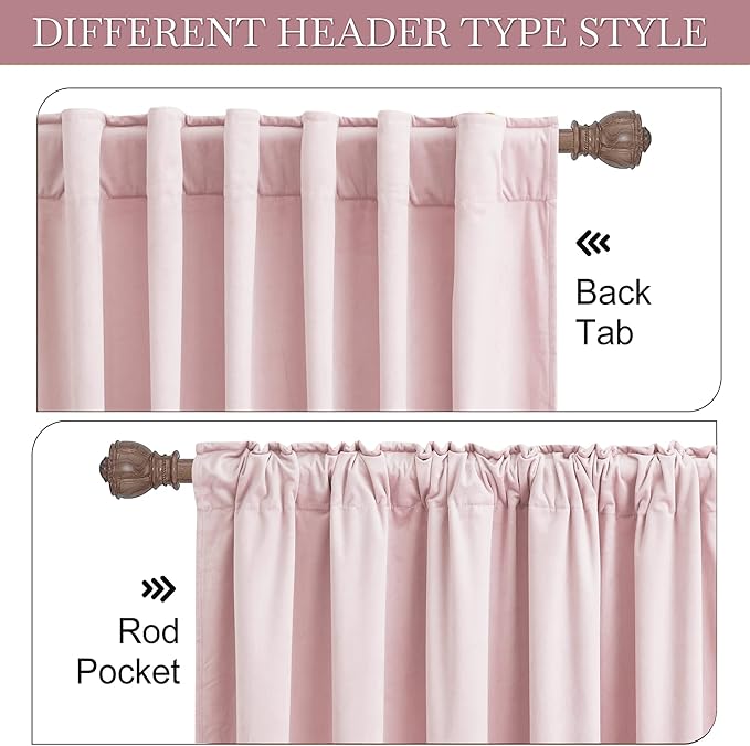 RYB HOME Pink Velvet Curtains 84 inches - Image 5