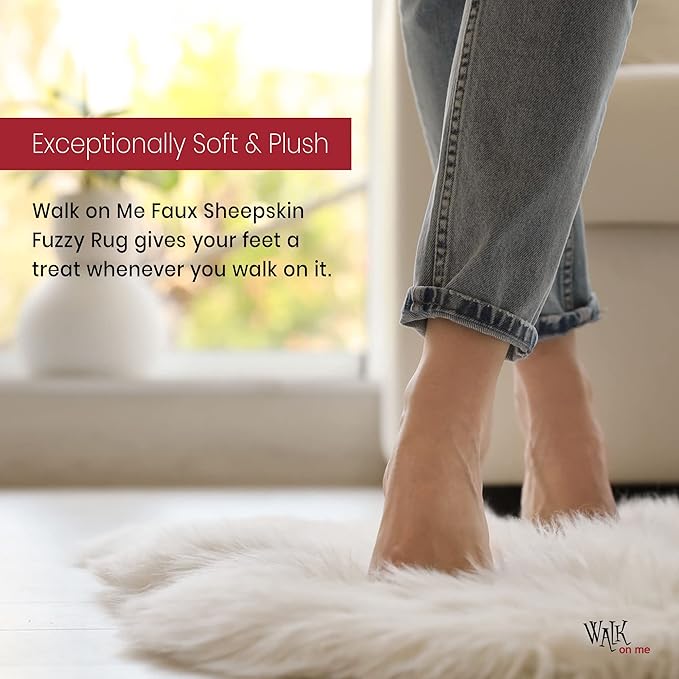 Walk on Me White Faux Fur Sheepskin Rug - Image 3