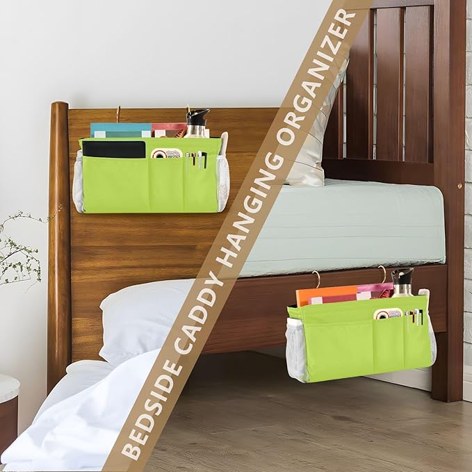 KOPIRIT Neon Yellow Bedside Caddy Storage Bag Bedside Organizer - Image 7
