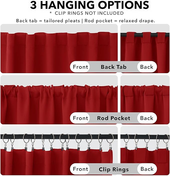 Deconovo Blackout Curtains Back Tab and Rod Pocket Thermal Insulated Room - Image 2