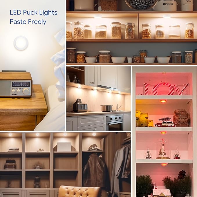 Yiliaw 3 Pack LED Puck Lights Remote Control 16 Color Changeable Under Cabinet - Image 7