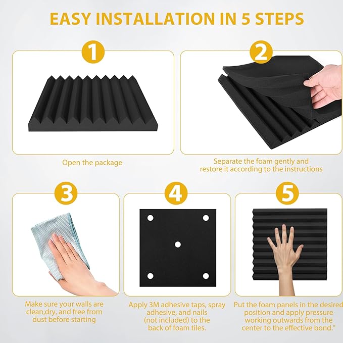 Saiqiang 56 Pack Acoustic Foam Panels, Noise Cancelling Dampening Sound - Image 4
