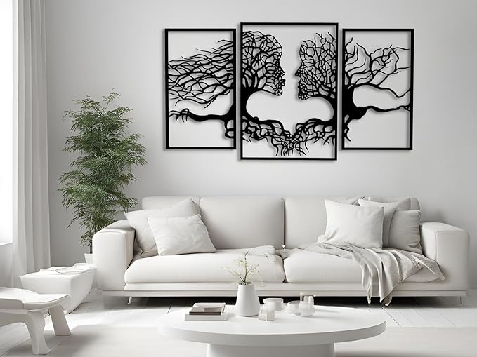 VAILLA Tree of Life Wall Wooden Art Abstract Tree Man Woman Face Large 3D - Image 8