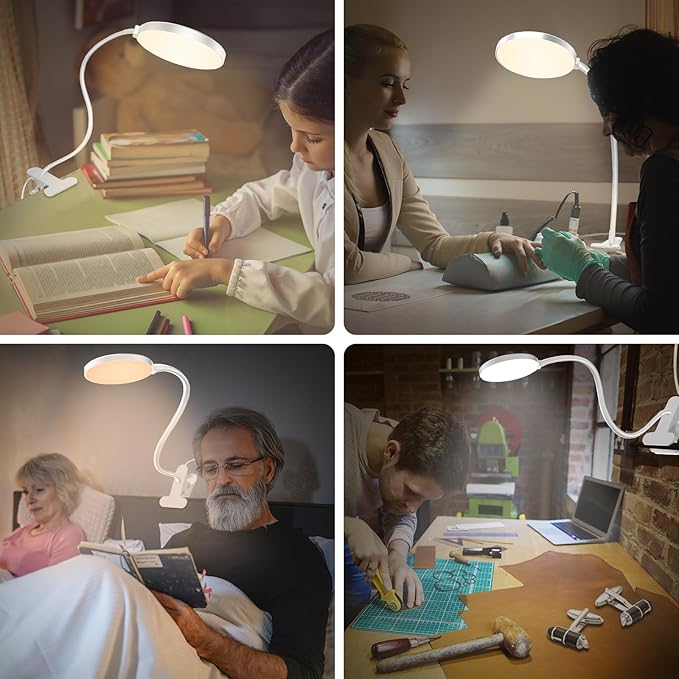Reading Light with Remote, LED Desk Lamp Clip on RA>95 Dimmable Flexible - Image 8