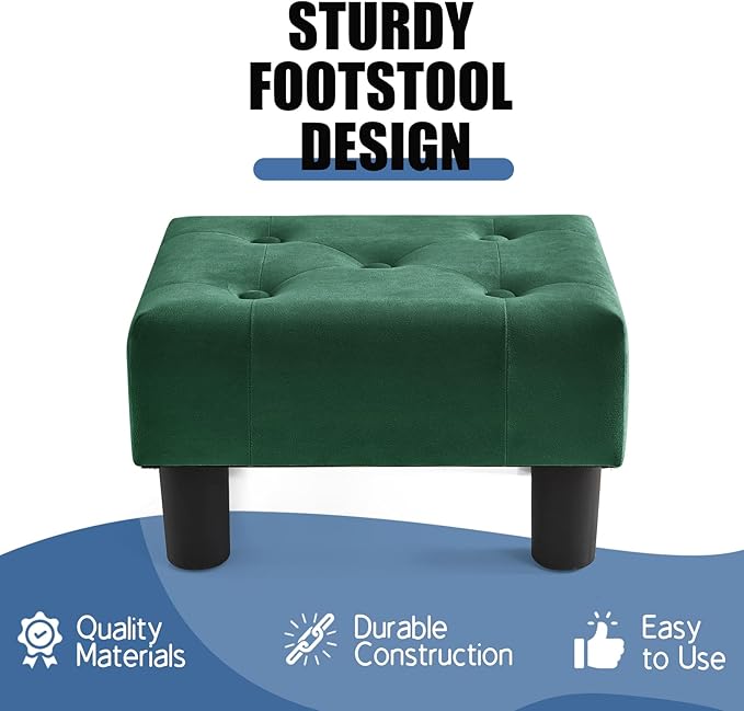 BRIAN & DANY Small Foot Stool, Velvet Foot Stools - Image 4