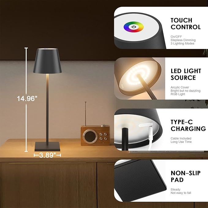 2 Pack LED Cordless Table Lamp - Image 7