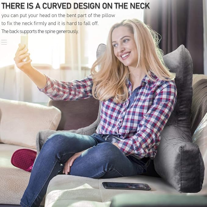 Neustern Reading Pillow for Sitting in Bed Adult, Back Pillow for Bed Shredded - Image 7