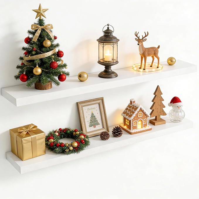 55 Inch Floating Shelves for Wall, 8 Inch Deep Floating Shelf for Storage & by Axeman