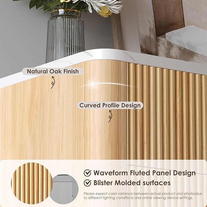 Fluted 6 Drawers Dresser for Bedroom, Wooden Dresser TV Stand, Wood Drawer - Image 3