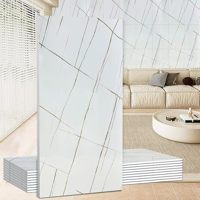 Wall Panels Peel and Stick，PVC Imitation Artificial Marble Tiles Sticker，10 pcs by Unknown