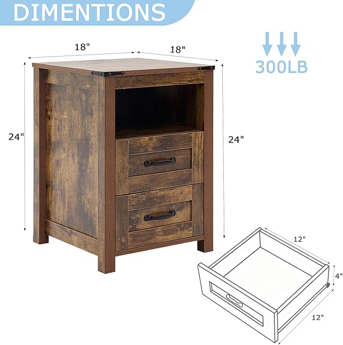 Brown Rustic Night Stand, Farmhouse End Table, Modern Bedside Table - Image 2