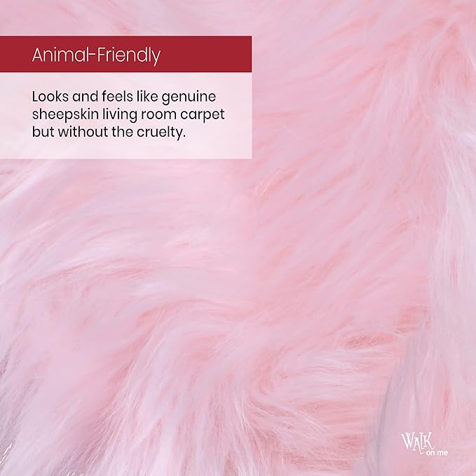 Silky Soft Faux Fur Rug, 2 ft. x 6 ft. Pink Fluffy and Shaggy Sheepskin Area - Image 6