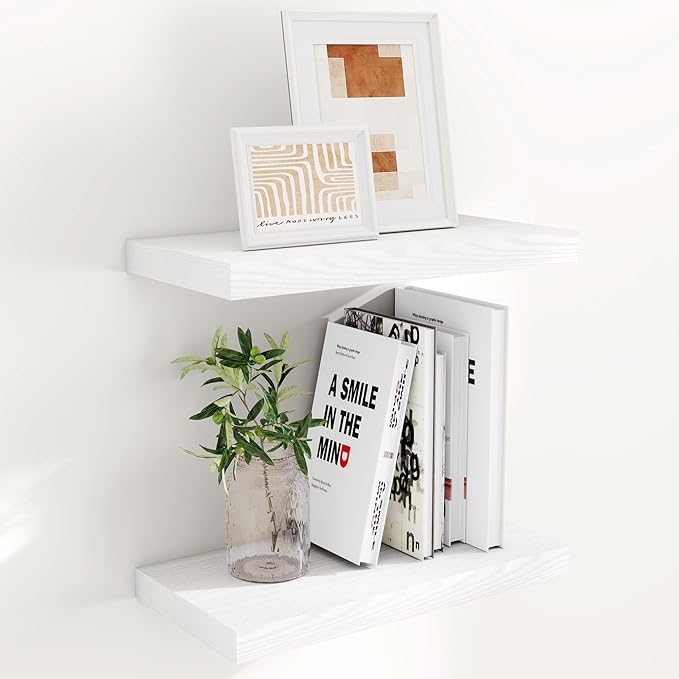 Fun Memories Floating Shelves 16 Inch Long, Wall-Mounted Bathroom Shelves Set by FunMemories