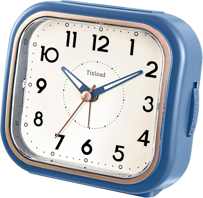 4.5" Vintage Retro Analog Alarm Clock, Super Silent Non Ticking Clock - Image 2