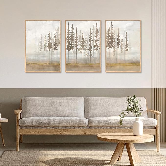 LHIUEM Large Pine Tree Framed Canvas Wall Art Set, Forest Trees Nature Wall - Image 2