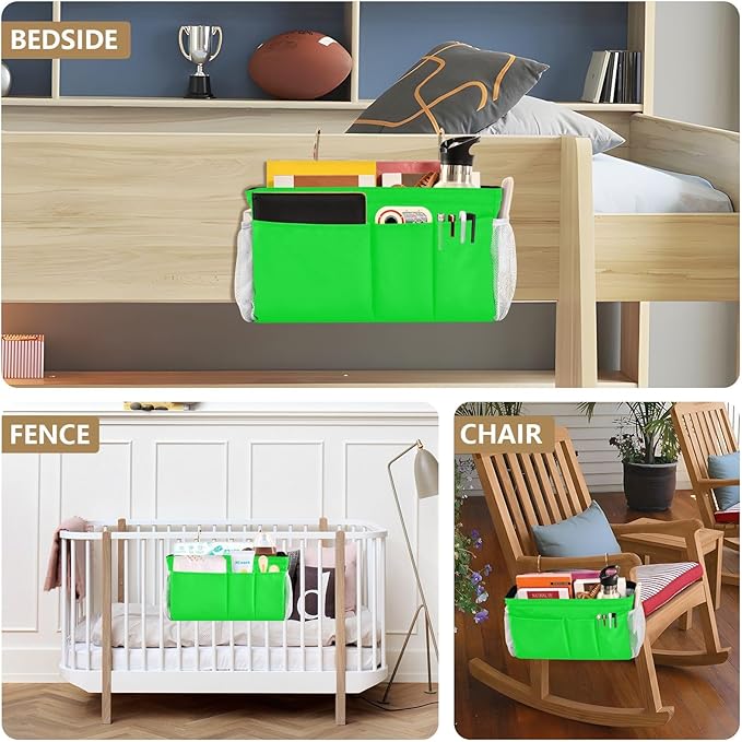 KOPIRIT Neon Cyan Bedside Caddy Storage Bag Bedside Organizer - Image 8
