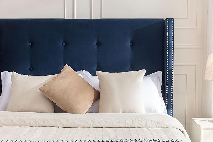 Queen Size Upholstered Bed Frame, Hand Buttoned Tufting Headboard Beds/No Box - Image 3