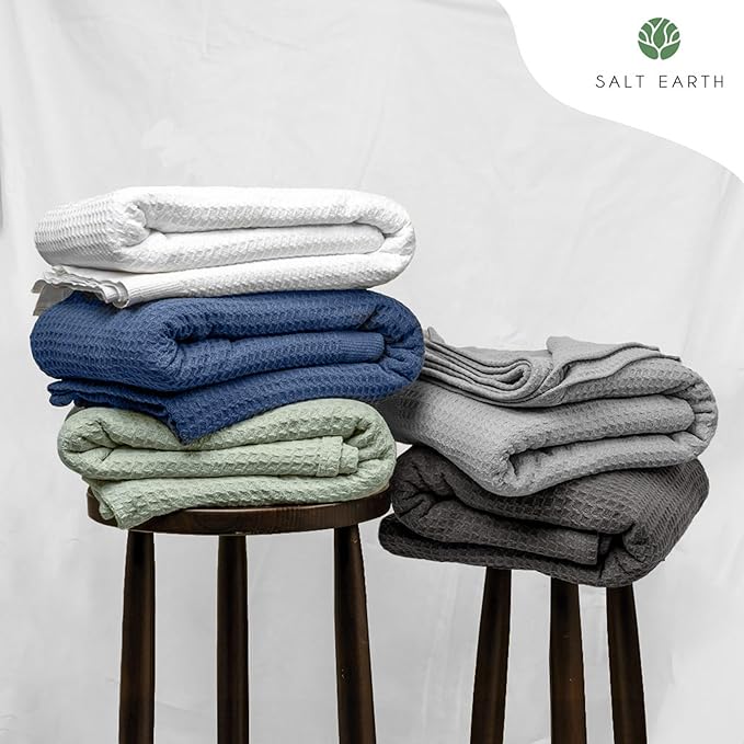 Salt Earth 100% Cotton Throw Blanket, Outdoor and Office Couch, Modern & Cozy - Image 5
