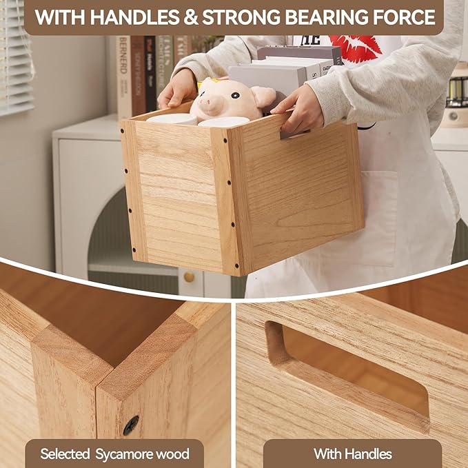 KIRIGEN Stackable Wood Storage Cube /Basket/ Bins Organizer - Image 4