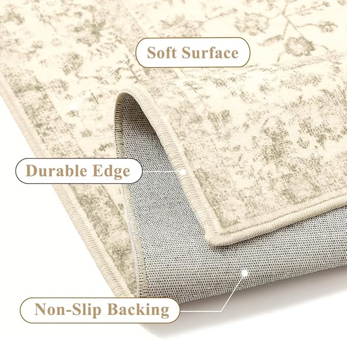 4x6 Brown Area Rug Non Slip Vintage Office Entryway Rug Distressed Machine - Image 3