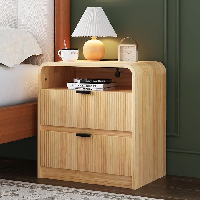 FURSUN 24" Fluted Nightstand Set of 2 - Image 2