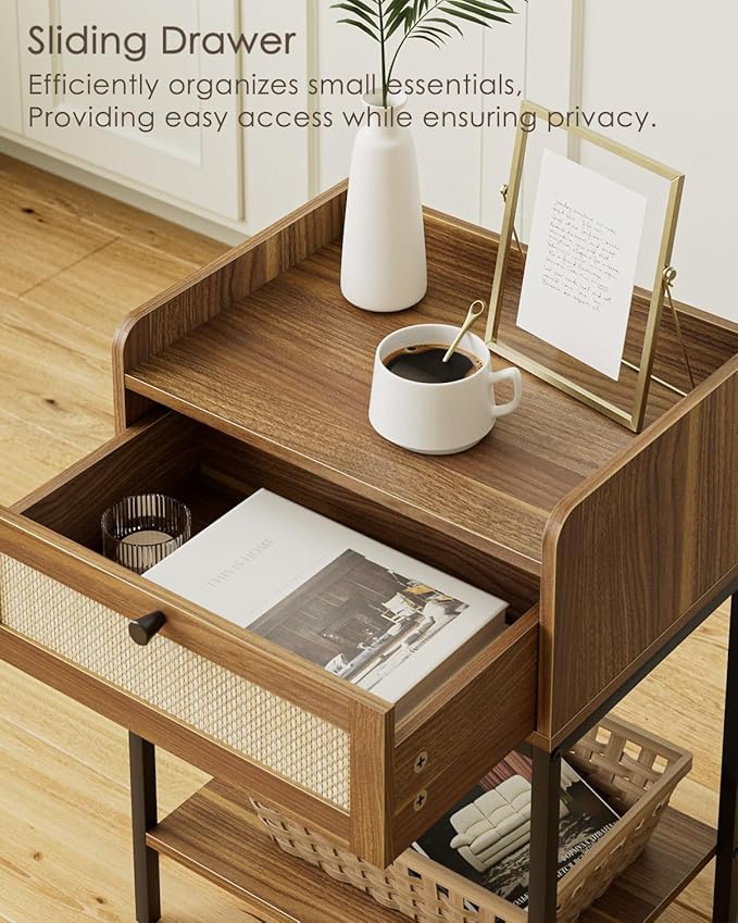 Masupu Rattan Nightstand, 3-Tier Modern Bedside Night Stand - Image 4