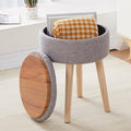 Mxfurhawa Storage Ottoman Linen Round Vanity Stool Tray Top Modern Foot Stool by Mxfurhawa