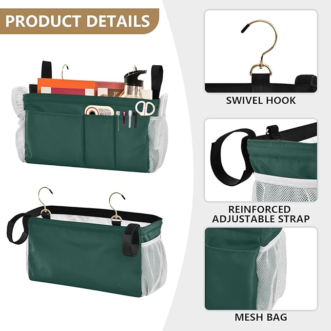 KOPIRIT Navy Cyan Bedside Caddy Storage Bag Bedside Organizer - Image 5