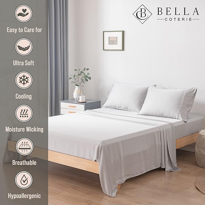 Bella Coterie Luxury Bamboo Viscose Full Size Sheet Set | 100% Organically - Image 2