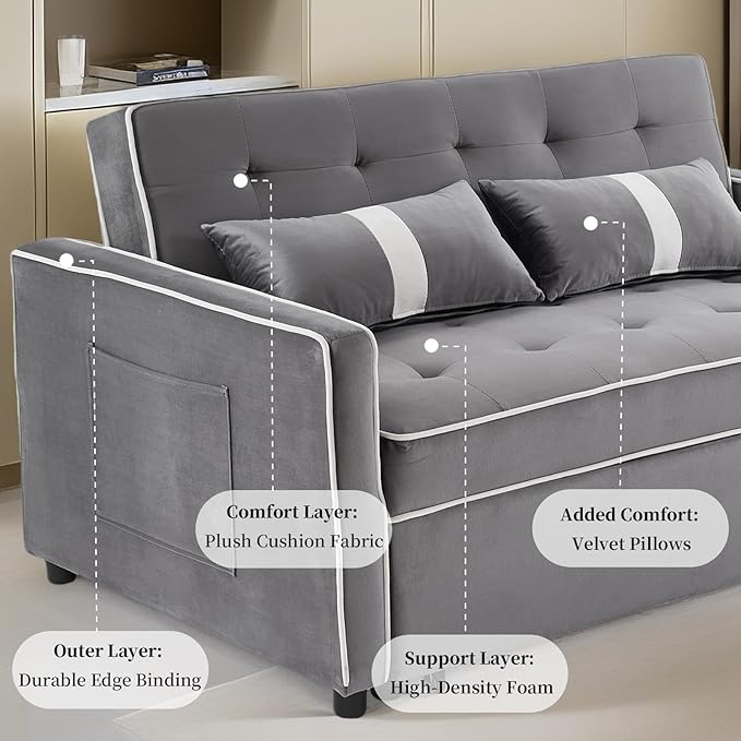Convertible Sofa Bed, 3-in-1 Loveseat Futon Sofa Bed - Image 8
