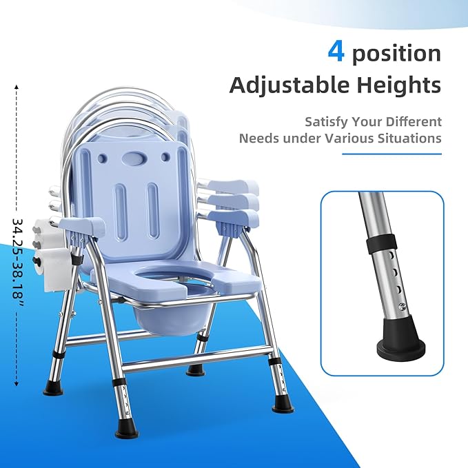 4 in 1 Folding Bedside Commode Chair - Image 6