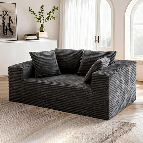 2-Seater Deep-Seat Corduroy Lounge Sleeper Sofa - Image 2