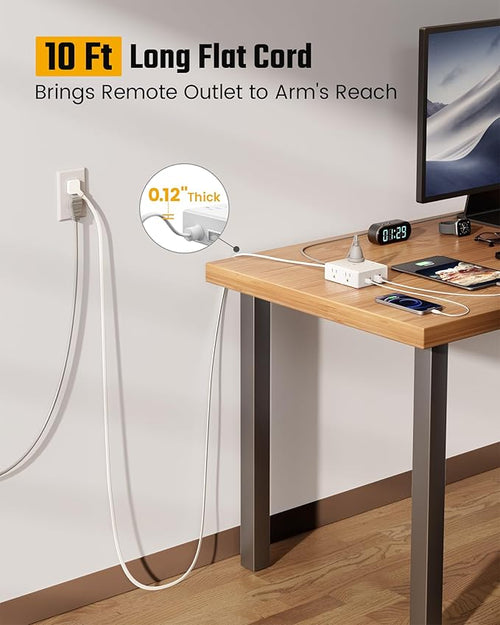 10Ft Extension Cord with Multiple Outlets, Flat Plug Surge Protector Power - Image 2