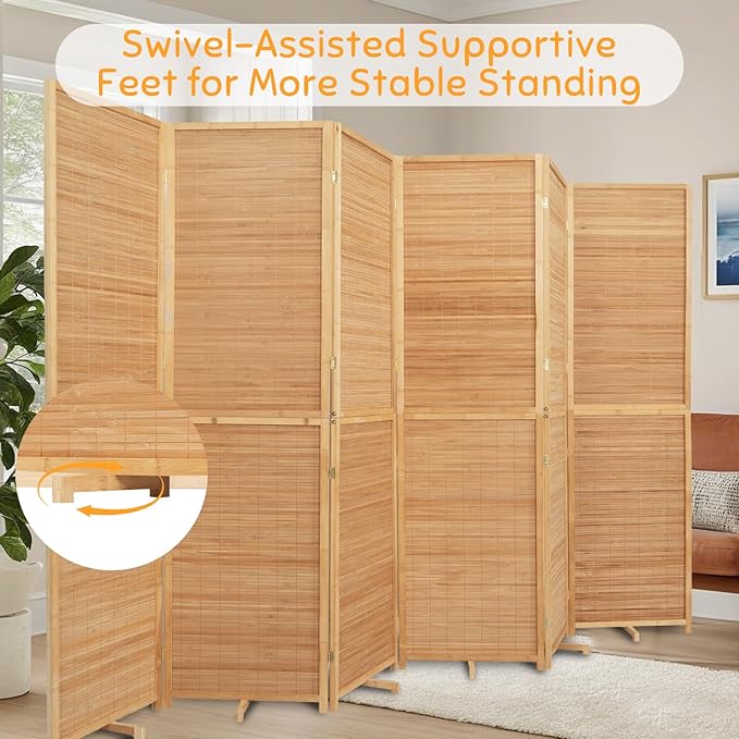 Bamboo Room Divider Folding Privacy Screens, Wall Divider - Image 5