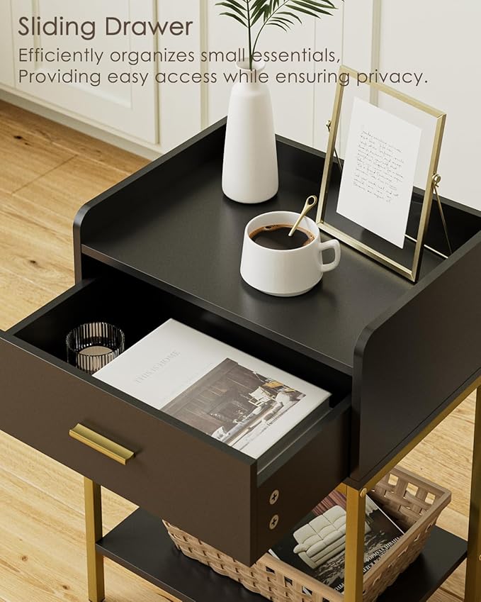Masupu Nightstand, Bedside Table 3-Tier Modern Night Stand - Image 4