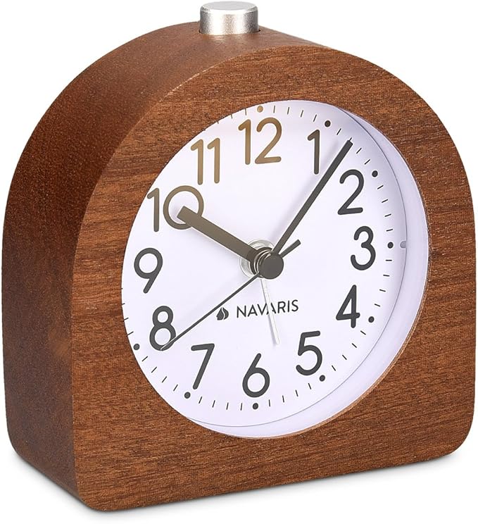 Navaris Wood Analog Alarm Clock by Navaris