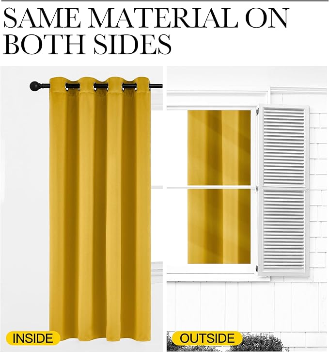 NICETOWN Room Darkening Gold Curtains 63 inch Length 2 Panels - Image 6